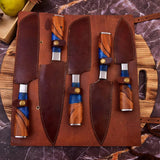 5-Piece Handmade Damascus Steel Chef Knife Set Kitchen Knives with Olive Wood and Resin Handles HSKK-203  Himalayan steel