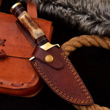 Custom Hand Forged Damascus Steel Hinting Knife Brass Guard & Stag Handle HSHK-113  Himalayan steel