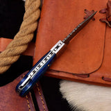 Custom Handmade Damascus Steel Folding Pocket Knife with Steel Bolster-Camping Folding Blade HSFK-4013  Himalayan steel