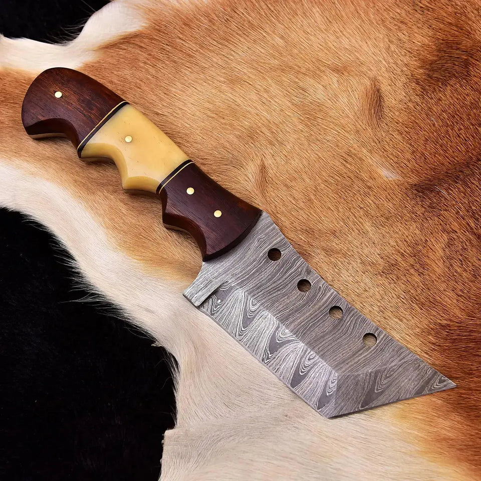 Handmade Damascus Steel Tanto Skinner Knife with Walnut Wood Handle-Fixed Blade Camping Tracker Knife HSHK-119  Himalayan steel