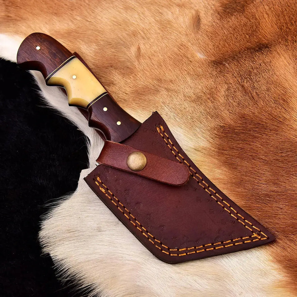 Handmade Damascus Steel Tanto Skinner Knife with Walnut Wood Handle-Fixed Blade Camping Tracker Knife HSHK-119  Himalayan steel