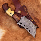 Handmade Damascus Steel Tanto Skinner Knife with Walnut Wood Handle-Fixed Blade Camping Tracker Knife HSHK-119  Himalayan steel