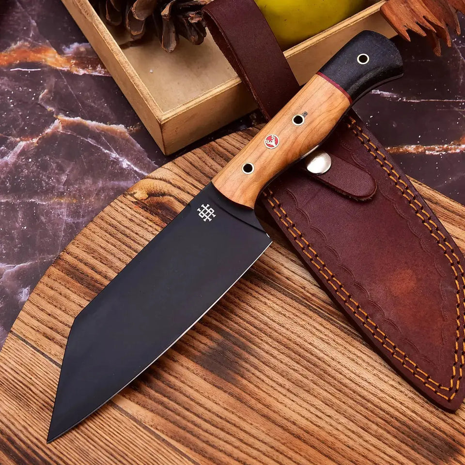 11" Custom Handmade Forged J2 Steel Black Coated Chef Knife-Best Kitchen Knife In USA HSC510  Himalayan steel