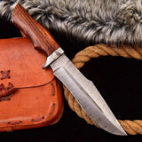 12" Handmade Damascus Steel Hunting Knife-Fixed Blade Camping Knife With Leather Sheath HSHK-108  Himalayan steel