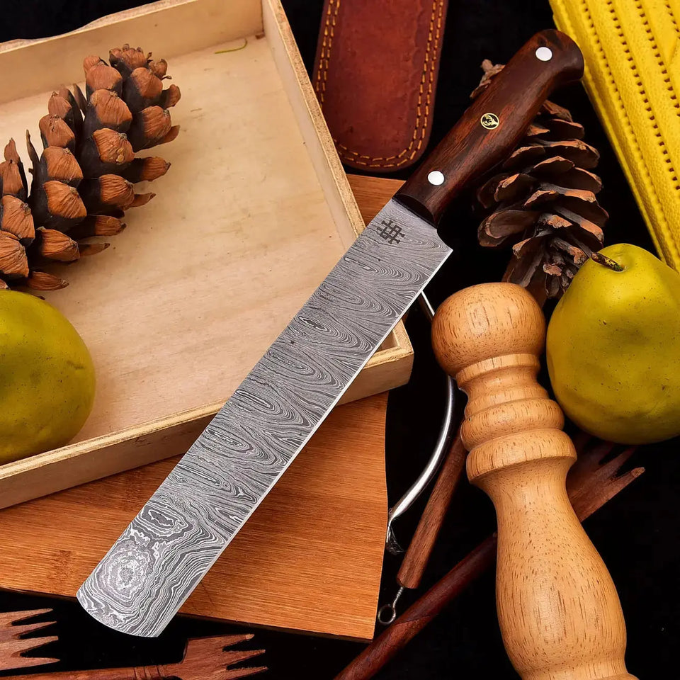 13" Handmade Forged Damascus Steel Fishing Knife With Walnut Handle-Japanese Chef Knife HSCK-502  Himalayan steel