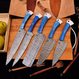 5-Piece Premium Handmade Forged Damascus Steel Chef's Knife-Kitchen Knife Set HSKK-208  Himalayan steel