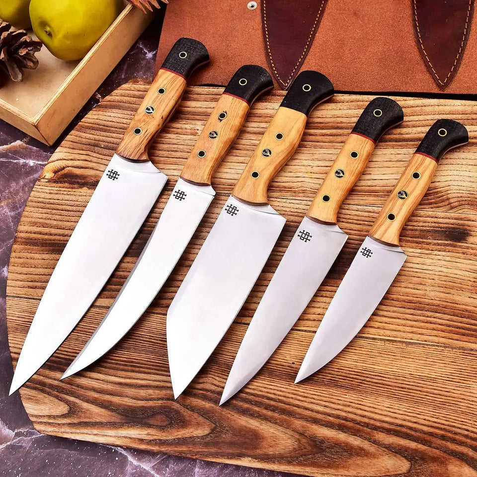 Artisanal Elegance 5-Piece Handmade J2 Steel Chef Knife Set Kitchen Knives HSKK-2011  Himalayan steel