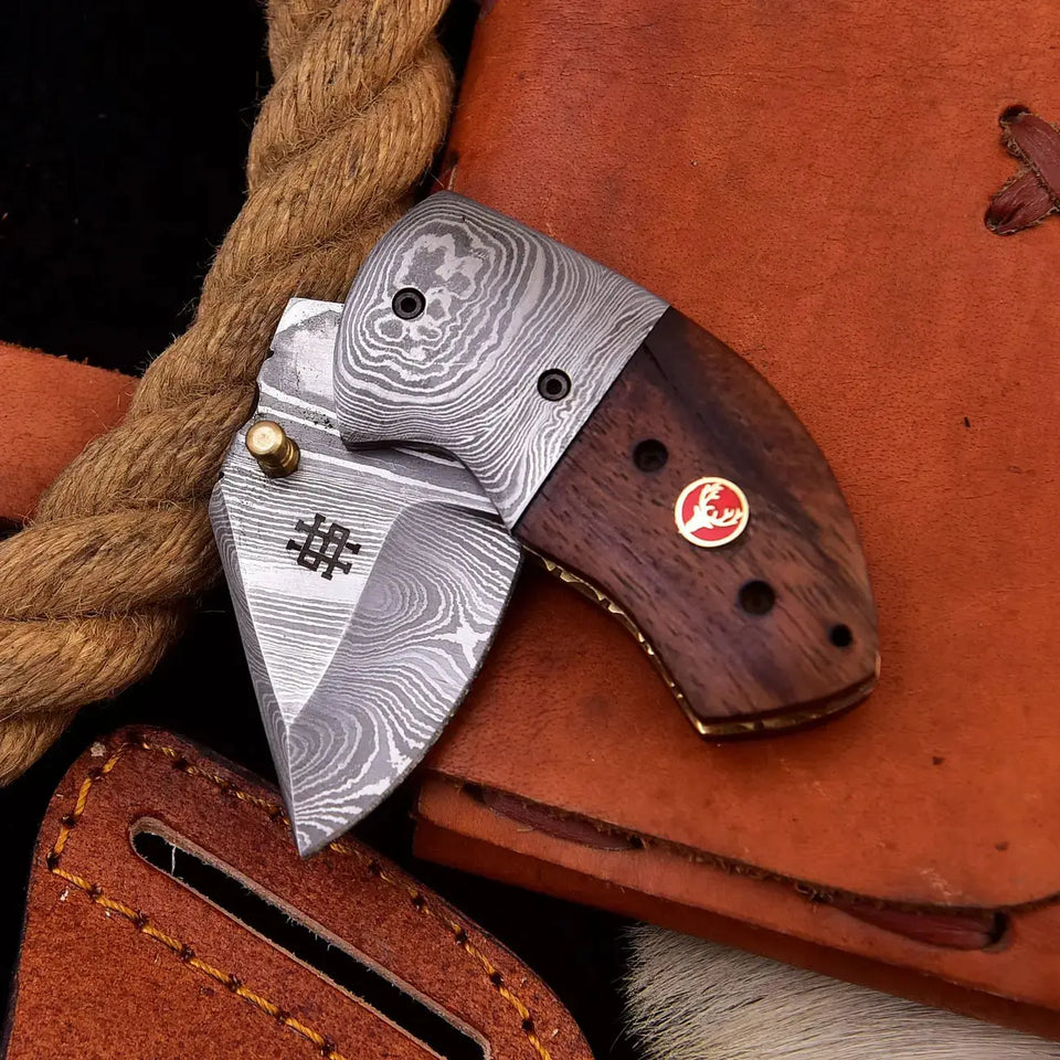 Custom Handmade Damascus Steel Folding Pocket Knife-Camping Folding Blade HSFK-4021  Himalayan steel