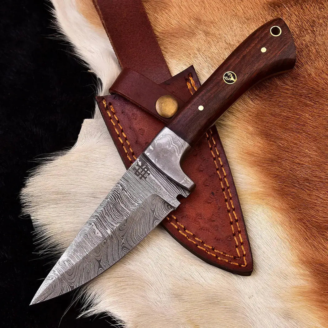 Custom Handmade Damascus Steel Hunting Skinner Knife with Damascus Bolster-Fixed Blade Camping Knife HSHK-116  Himalayan steel