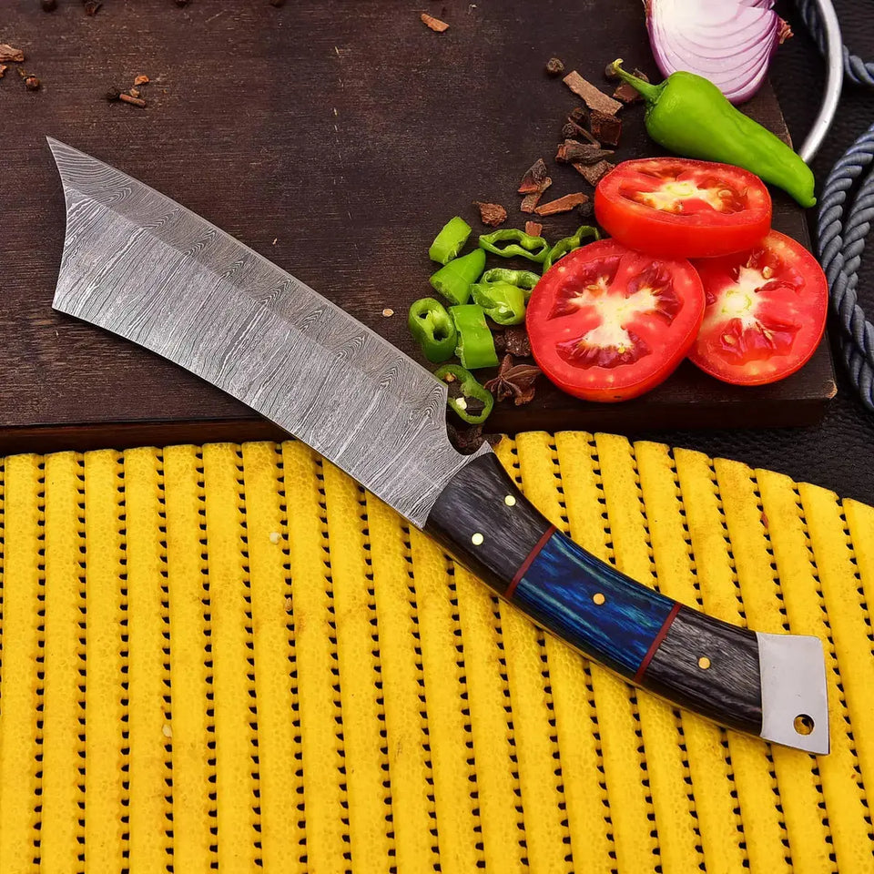 Custom Handmade Forged Damascus Steel Skinner Knife-Full Tang Cleaver Knife HSHK-120  Himalayan steel