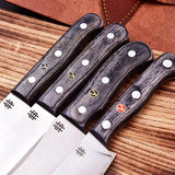 Custom Made J2 Steel Kitchen Knives 4-Piece Handmade Chef Knife Set With Leather Cover HSKK-209  Himalayan steel