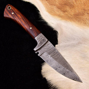 Damascus Steel Skinner Fishing Knife with Damascus Bolster And Walnut Handle HSHK-116 - Himalayan steel