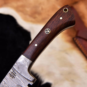 Damascus Steel Skinner Fishing Knife with Damascus Bolster And Walnut Handle HSHK-116 - Himalayan steel