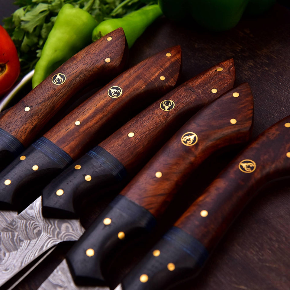 Handmade 5-Piece Chef Knife Set with Micarta & Walnut Handles HSKK-207 - Himalayan steel