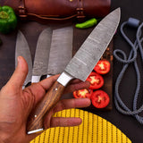 Handmade Twist Damascus Steel Precision 4-Piece Chef Knife Set HSKK-202 - Himalayan steel