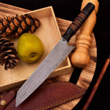 Custom Micarta and Walnut Damascus Chef Knife HSCK-506 - Himalayan steel