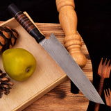 Custom Micarta and Walnut Damascus Chef Knife HSCK-506 - Himalayan steel