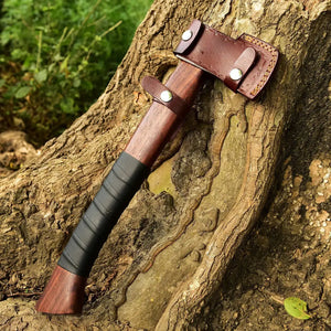 Handmade Carbon Steel Axe with Leather Wrapping-Multifunctional Outdoor Survival Axe HSAX-307  Himalayan steel