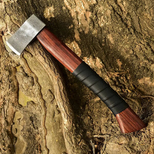 Handmade Carbon Steel Axe with Leather Wrapping-Multifunctional Outdoor Survival Axe HSAX-307  Himalayan steel