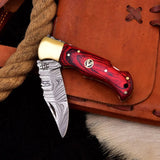 Handmade Damascus Steel Pocket Knife-Birthday Anniversary Xmas Wedding Gift Knife HSFK-4019  Himalayan steel