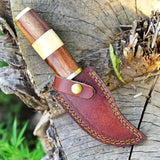 Handmade Damascus Steel Skinner Knife-Fixed Blade Hunting Knife With Brass Guard HSHK-103  Himalayan steel