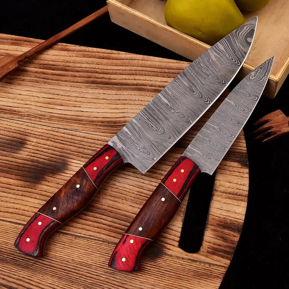 Handmade Forged Damascus Steel Profession Chef's Knife-2 Piece Kitchen Knife Set HSKK-2013  Himalayan steel