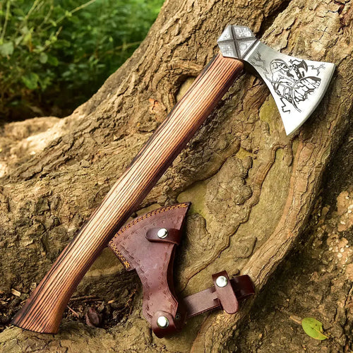 Handmade Forged High Carbon Steel Viking Axe-Viking Bearded Camping Axe HSAX-306  Himalayan steel