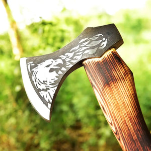 Handmade High Carbon Steel Tomahawk Throwing Axe-Viking Battle Axe HSAX-301  Himalayan steel