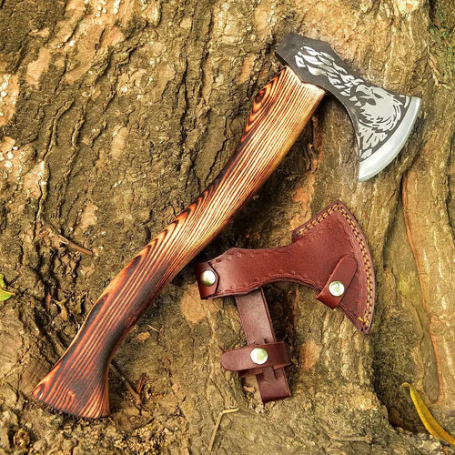 Handmade High Carbon Steel Tomahawk Throwing Axe-Viking Battle Axe HSAX-301  Himalayan steel