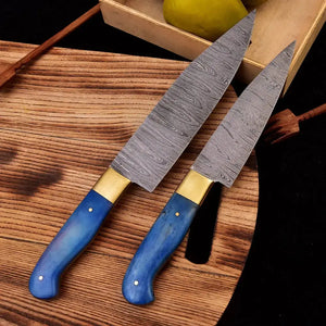 Luxury Blue-Handmade Forged Damascus Steel Chef's Knife-2 pieces Kitchen Knife Set HSKK-2014  Himalayan steel