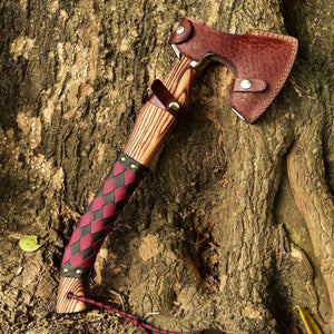 Viking-Handmade High Carbon Steel Tomahawk Axe With Leather Sheath-Best Gift For Him HSAX-311  Himalayan steel