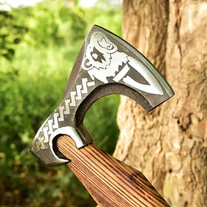 Vikings Axe-Handmade Forged High Carbon Steel Tomahawk Throwing Axe with Ash Wood Handle- HSAX-310  Himalayan steel