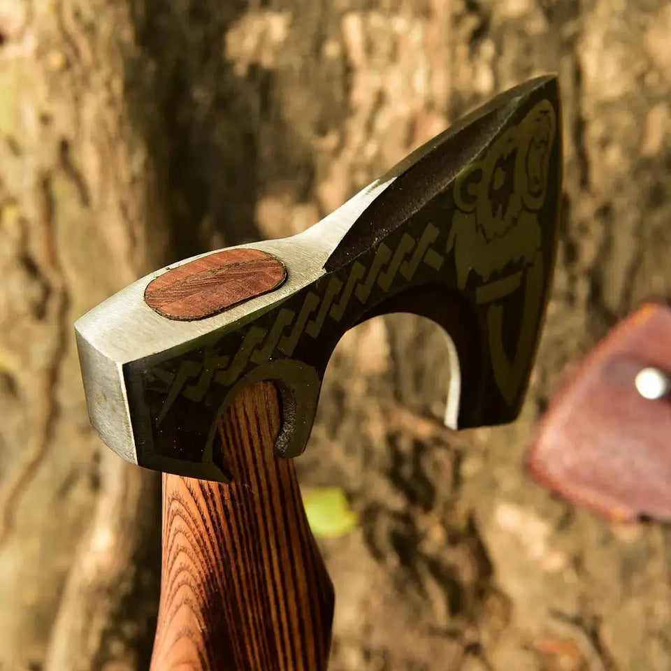 Vikings Axe-Handmade Forged High Carbon Steel Tomahawk Throwing Axe with Ash Wood Handle- HSAX-310  Himalayan steel